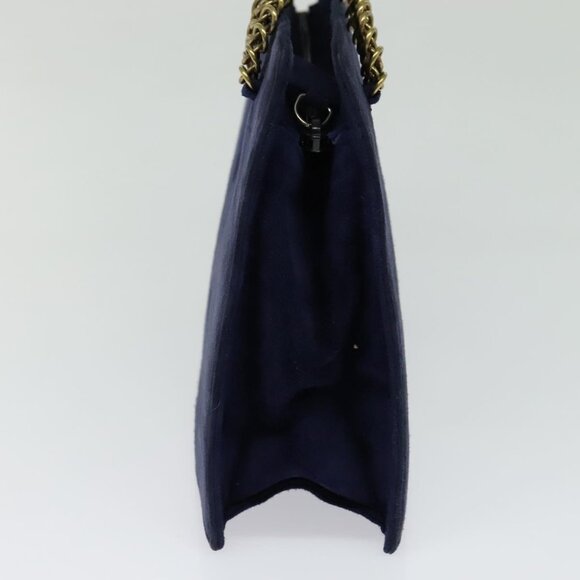PRADA Chain Hand Bag Suede Navy Gold Auth yk17929 - Picture 5 of 16